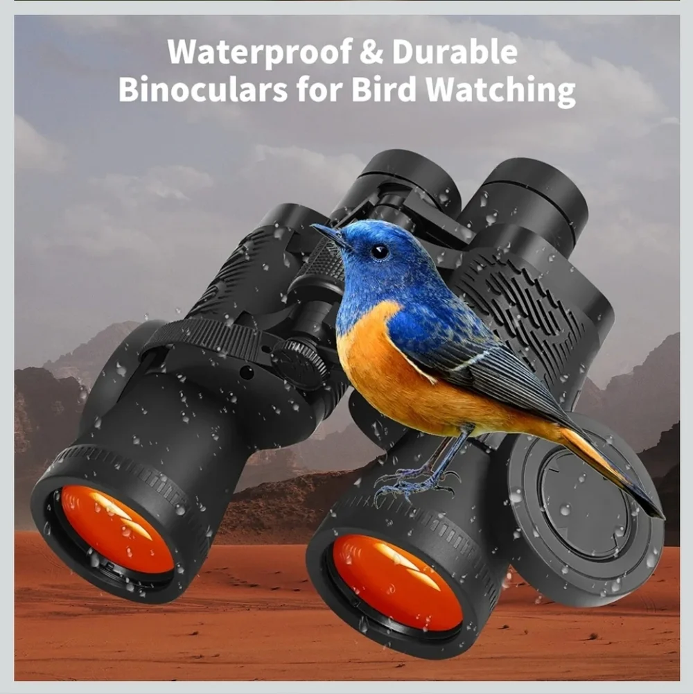 Black Binoculars with Red Lenses - Compact Outdoor Optics